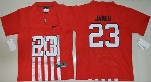 Buckeyes #23 Lebron James Red Alternate Elite Stitched Youth NCAA Jersey - Click Image to Close